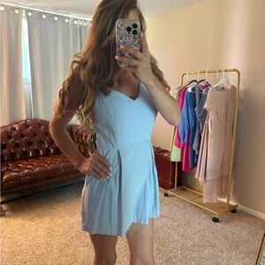 Light Blue Sleeveless Romper with Bow Straps